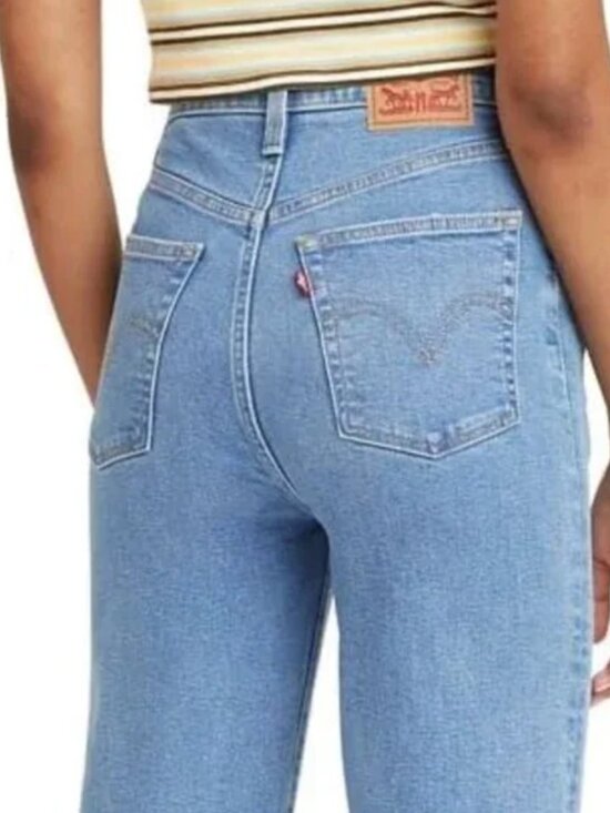 Levi's Ribcage Straight Ankle Light Wash Distressed Jeans Size 25 - Picture 2 of 16